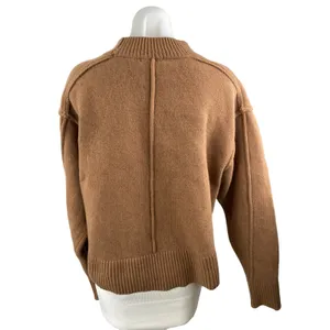 H&M Wool Cashmere Womens Brown Mock Neck Long Sleeve Sweatshirt Sweater Top Sz S thumbnail 2