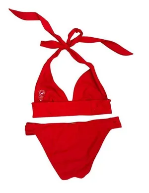 Hollister Swim Red Halter Top 2 Piece Bikini Size Women's Small thumbnail 2