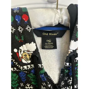 Old River Christmas Santa Fair Isle Sherpa Lined Zip Hoodie Jacket XXL Cozy Warm thumbnail 4