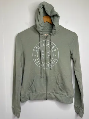 Y2K Hollister Zip Up Hoodie Sweatshirt Size Small Olive Sage Green Soft Comfy thumbnail 1