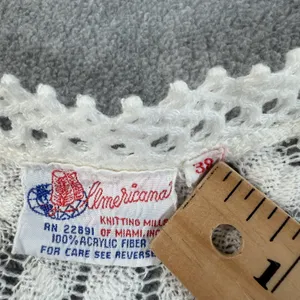 Vintage Americana Knitting Mills Open Knit Cardigan Sweater Women's 38 Ivory thumbnail 7