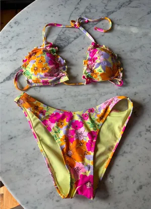 Yellow & Pink Floral Wild Fable Bikini Set Sz S thumbnail 1