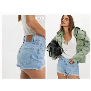 Levi's Denim Shorts Womens 28 Light Blue 501 Original‎ High Rise Cut Off Summer thumbnail 2
