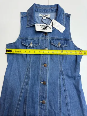 Velvet Heart Blue Sleeveless Button-Front Denim Midi Dress size S thumbnail 6