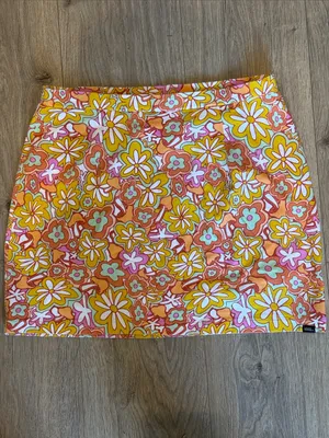 VANS Floral Retro Pull-On Stretch Mini Skirt Size M Mod Skater Y2K Indie 90s thumbnail 8