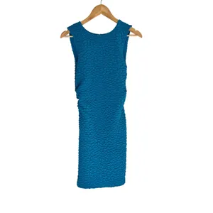 Anthropologie Blue Textured Mini Shift Dress Sleeveless Small thumbnail 2