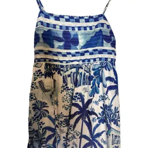 Farm Rio Sweet Blue White Tropical Coastal Beach Print Resort Vacation Dress L thumbnail 6