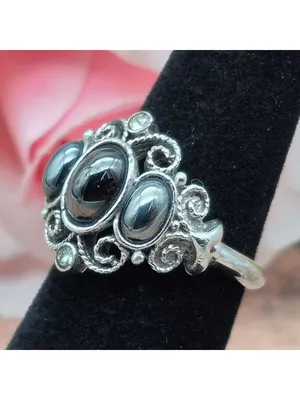 Vintage 70's AVON Midnight Splendor Hematite Ring Witchy Whimsigoth Size 7.5 thumbnail 8