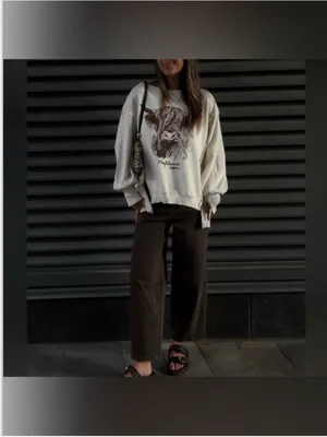 NWOT Free People We The Free Graphic Camden Pullover - highland cow combo - XS thumbnail 7