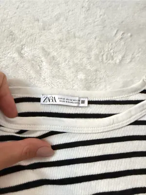 Zara Striped Black & White One-Piece Bodysuit thumbnail 2