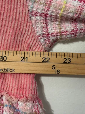 POL Pink Tweed Shirt Jacket Size Medium Shacket Patchwork Boho thumbnail 9