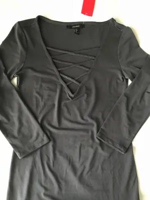 Grey Lace-Up Bodycon Dress thumbnail 2