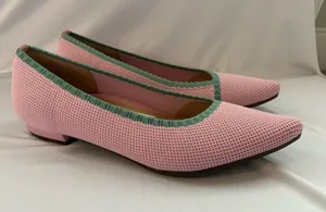 Vionic Dahlia Pink Knit Ballet Flats with Green Trim 9 thumbnail 1