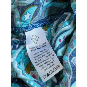 EUC Vera Bradley wide-leg palazzo pants blue teal paisley 100% rayon size M thumbnail 8