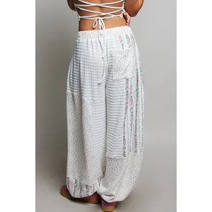 POL Patchwork Mixed‎ Knit Wide Leg Pants - Medium thumbnail 3