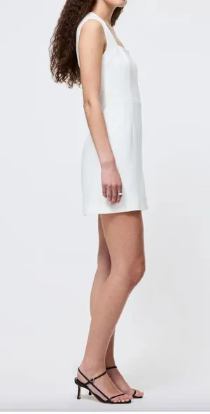 French Connection Whisper Ruth Square Neck Mini Dress, Size 14, Elegant White thumbnail 3