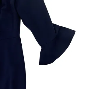 Navy Sheath Dress Women Sz 6 Connected Apparel Bell Sleeve Cocktail Work Midi thumbnail 5