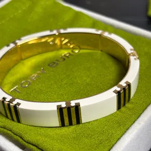 Tory Burch Gold and Ivory Enamel Bracelet thumbnail 8