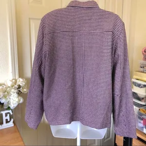 Vintage Purple checkered plaid gingham houndstooth button-up blazer jacket preppy old money retro jacket #coquette #twee Size L, measurements in pics thumbnail 3