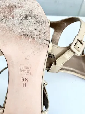 Vaneli Beige Nude Patent Leather Strappy Heels, Size 8.5 thumbnail 7
