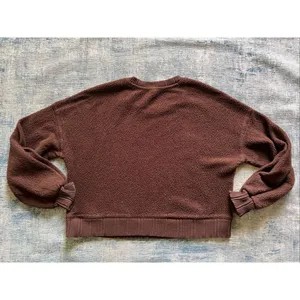 Auden Brown Teddy Cropped Fleece Crew Neck Sweater Medium thumbnail 2