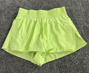 90 Degree by Reflex Shorts Womens M Neon Green High Rise Athleisure Pull thumbnail 1