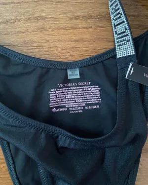 Victoria's Secret NWT SWIM Shine Strap Brazilian Bikini Bottom in black thumbnail 6