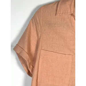 Lulus Dress M NWT Blush Pink Linen Blend Lace Up Shift Midi Pockets Resort thumbnail 5