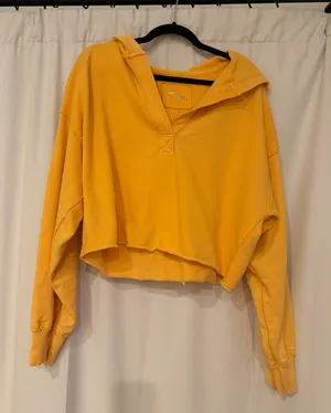 Aerie orange cropped sweatshirt with matching sports bra thumbnail 1