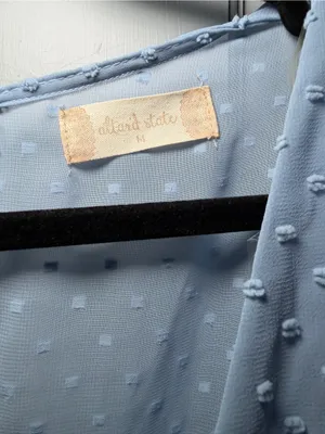 Altar'd State Pale Blue Swiss Dot Ruffle Romper excellent condition thumbnail 2