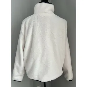 Sabrina Lauren Women's Large Faux Fur Toggle Coat Luxe Look White W/‎ Black Trim thumbnail 4