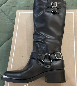 Dolce Vita Black Heeled Boots with Buckle Detail thumbnail 1