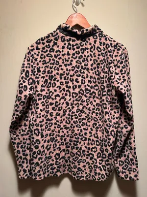 DLNY Fleece Leopard-Print Pajama Set Size M thumbnail 4