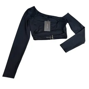 Outcast Size S‎ Blaine Buckle Cutout Long Sleeve Top Black Alternative Punk NWT thumbnail 2