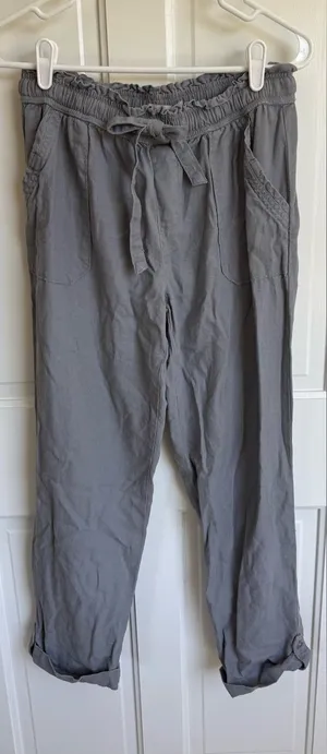 Sincerely Jules Linen Blend‎ Pants Gray Roll Tab Ankle Size M Size M thumbnail 1