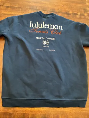 Lululemon Heavyweight Fleece Pullover Tennis Club Crewneck Sweatshirt XL Navy thumbnail 1