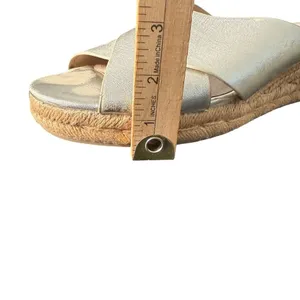 Jack Rogers Metallic Gold Slip on Espadrille Sandals Womens 10 Slides Leather thumbnail 6