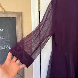 R & M Richards Vintage Open Front Top Duster Sheer Purple Long Sleeve XL Loose thumbnail 15