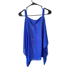 Umgee Women's Blue & Coral Cold Shoulder Top thumbnail 2