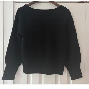 Madewell Black Square Neck Ribbed Puff Sleeve Sweater Top Medium‎ thumbnail 2