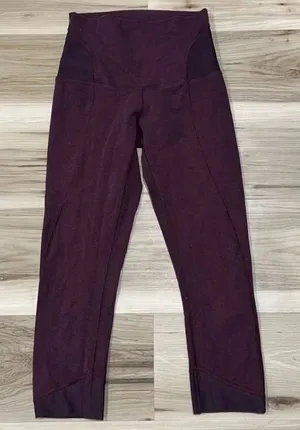 Lululemon Mesh Cropped Maroon Leggings Women’s 6 thumbnail 1