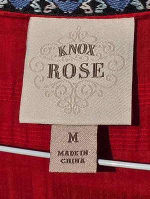 Knox Rose Red Floral Embroidered V-Neck Flutter Sleeve Dress | Size M thumbnail 7