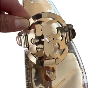Tory Burch‎ Miller Cloud Sandals Mirrored Metallic Gold Thong Size 10 thumbnail 10