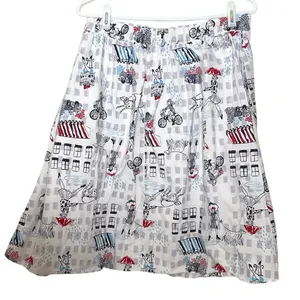 ModCloth Daytrip Darling Circle Skirt Paris Dog Umbrella City Size Large thumbnail 3