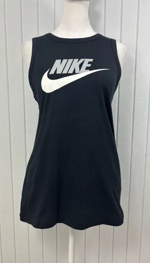 Nike Black Cotton Tank with White Nike Swoosh Size L thumbnail 1
