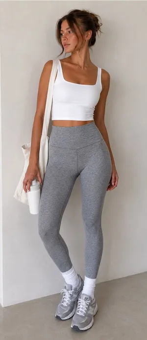 ALO YOGA | High-Waist Alosoft Lounge Leggings in the color Heather Gray thumbnail 1