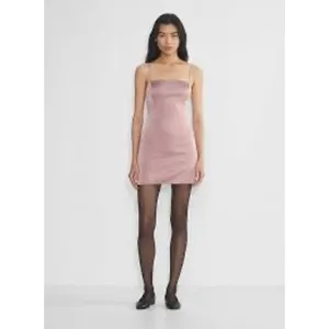 Sunday Best Satin Square Neck Mini Dress Adjustable Straps Pink Lavender Size 00 thumbnail 11