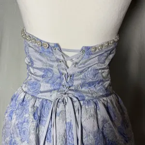 Altar'd State Jacquard Corset Gown Women’s M (6-8) Maxi Dress Blue Skye Floral thumbnail 6