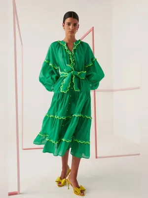 Celia B Tiered Emerald Flame Midi Dress thumbnail 2