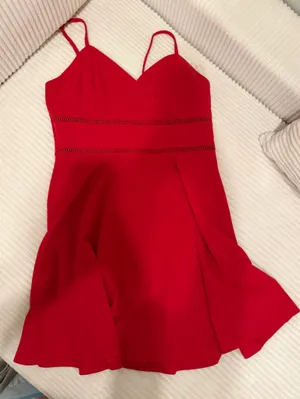 Altar’d State Red Spaghetti Strap Fit & Flare Mini Dress XL Crochet Trim thumbnail 1